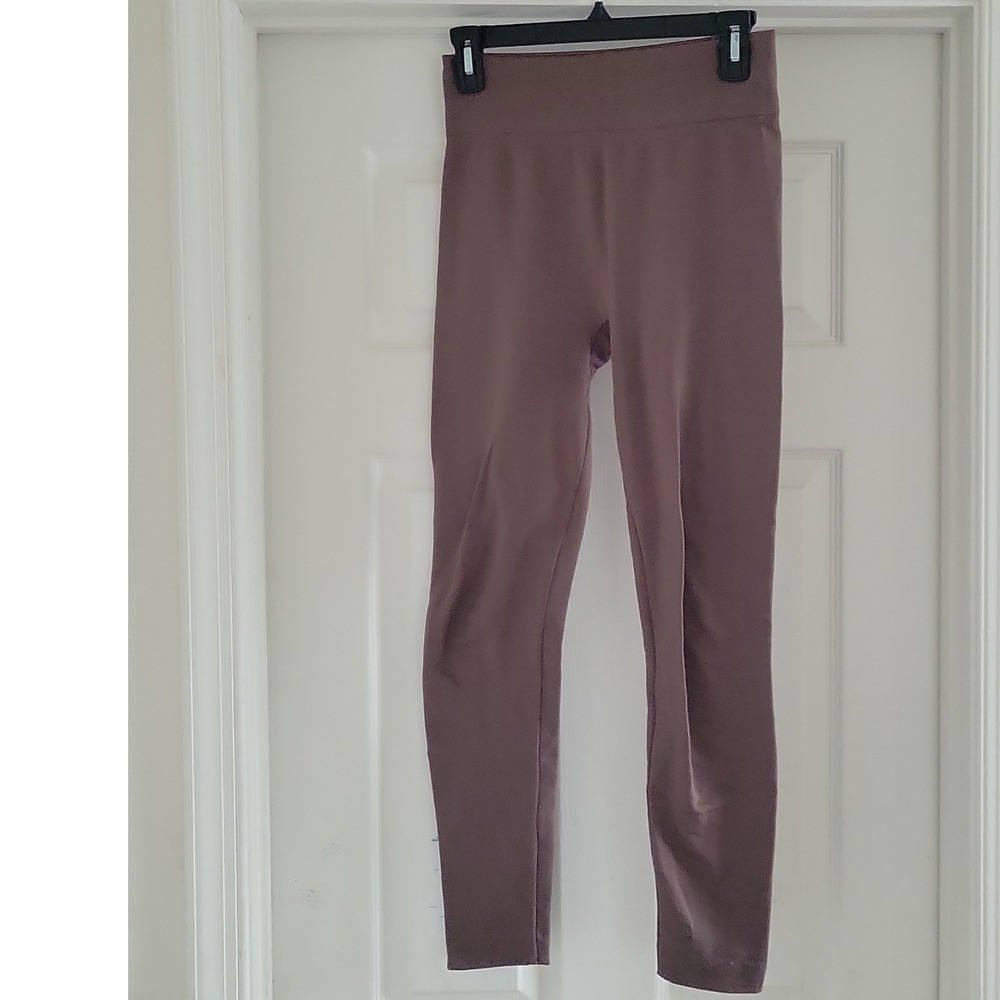 New Mix Women Mauve Brown Fleece Lined High Waisted Leggings One Size FL-900